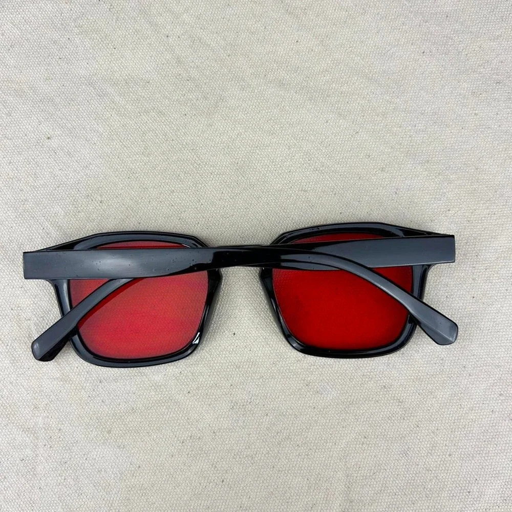 Vintage unique retro style black rounded square sunglasses cyber grunge techno